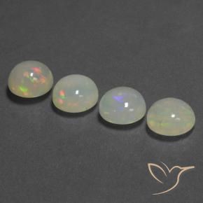 Gemas de Ópalo Multicolor natural de 5.09 ct, Redondo, Transparente