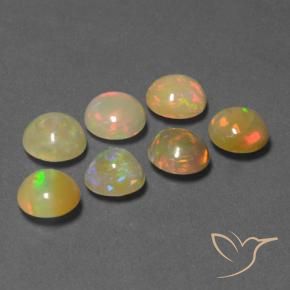 Gemas de Ópalo Multicolor natural de 5.32 ct, Redondo, Translúcido