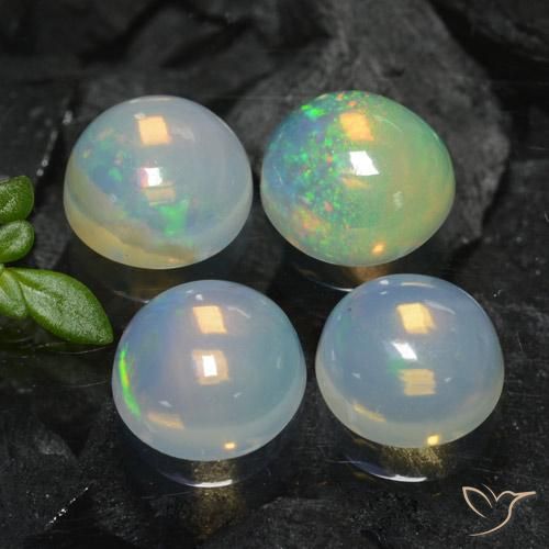 Gemas de Ópalo Multicolor natural de 3.43 ct, Redondo, Transparente