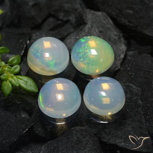 Gemas de Ópalo Multicolor natural de 3.43 ct, Redondo, Transparente
