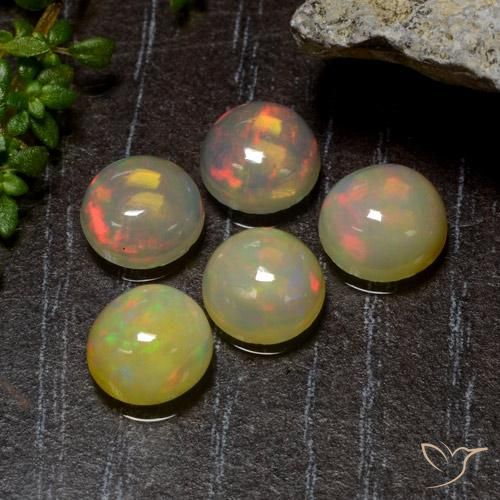 Gemas de Ópalo Multicolor natural de 3.01 ct, Redondo, Translúcido