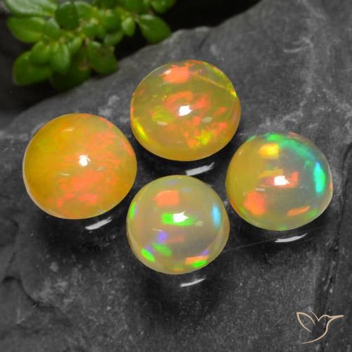Gemas de Ópalo Multicolor natural de 3.04 ct, Redondo, Transparente