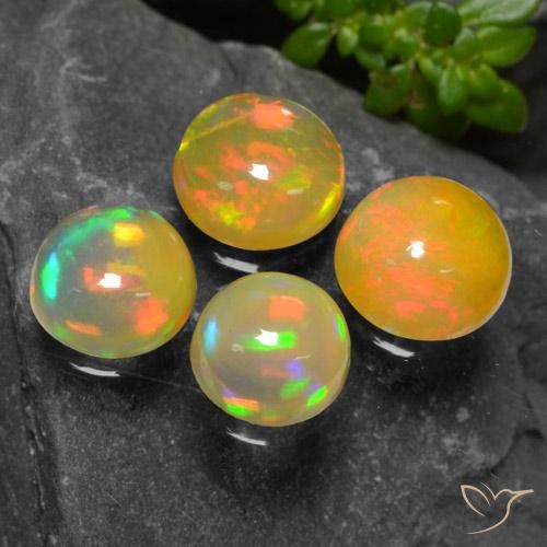 Gemas de Ópalo Multicolor natural de 3.04 ct, Redondo, Transparente