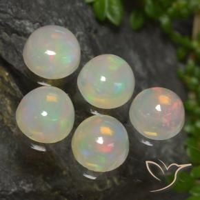 Gemas de Ópalo Multicolor natural de 1.92 ct, Redondo, Translúcido