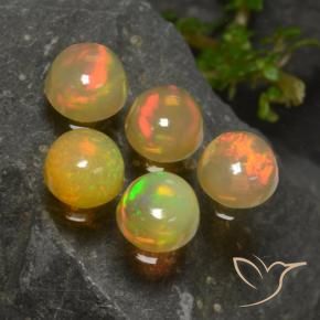 Gemas de Ópalo Multicolor natural de 1.96 ct, Redondo, Transparente