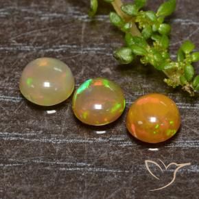 Gemas de Ópalo Multicolor natural de 1.34 ct, Redondo, Translúcido