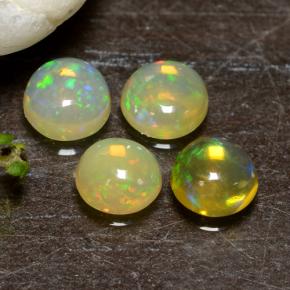 Gemas de ópalo multicolor natural de 1,20 ct, corte redondo, transparente
