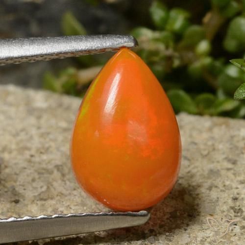 0.91ct Natural Naranja rojizo Ópalo, En forma de pera, Translúcido, Photo A