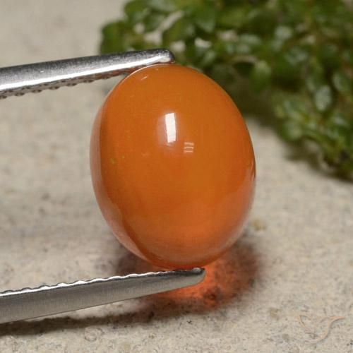 2.16ct Natural Naranja fuego Ópalo, Ovalada, Translúcido