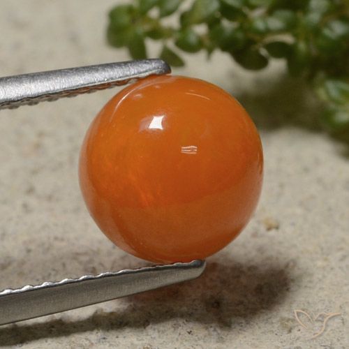 1.41ct Natural Naranja fuego Ópalo, Redondo, Translúcido