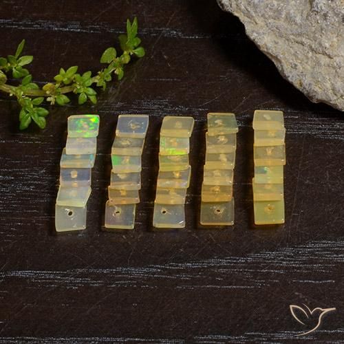 Gemas de Ópalo Multicolor natural de 3.10 ct, Cuadrado, Translúcido