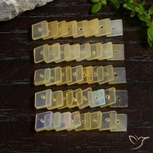 Gemas de Ópalo Multicolor natural de 5.59 ct, Cuadrado, Transparente