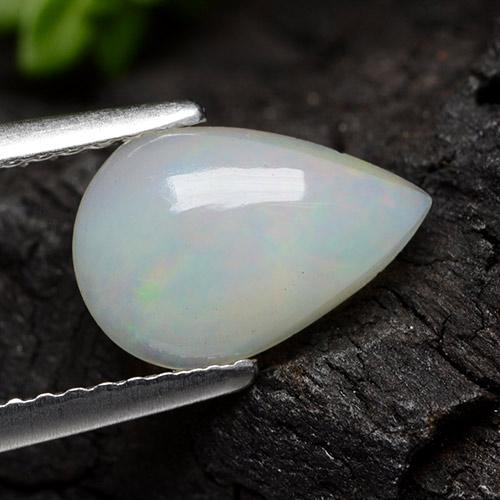 Ópalo Blanco azulado natural de 0.89 ct, En forma de pera, Transparente