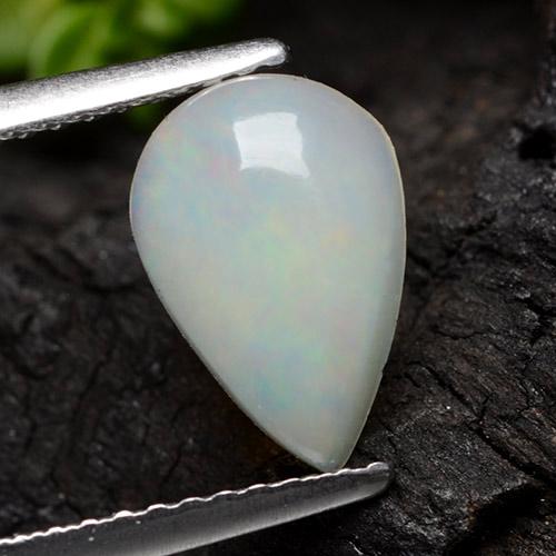 Ópalo Blanco azulado natural de 0.89 ct, En forma de pera, Transparente