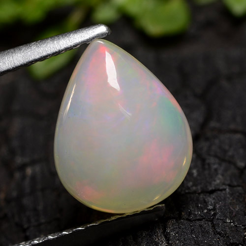 Ópalo Blanco multicolor natural de 1.80 ct, En forma de pera, Translúcido