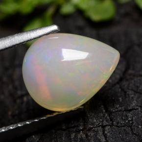 Ópalo Blanco multicolor natural de 1.80 ct, En forma de pera, Translúcido