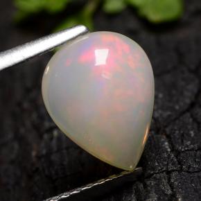 Ópalo Blanco multicolor natural de 1.80 ct, En forma de pera, Translúcido
