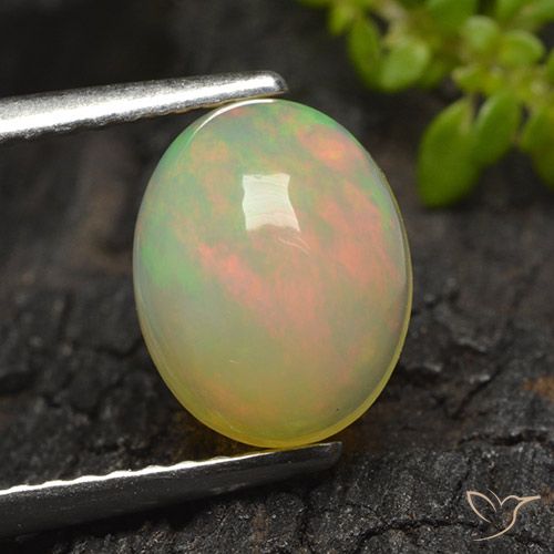 Ópalo multicolor natural de 1,44 ct, corte óvalo, translúcido