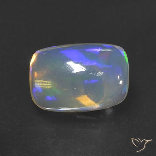 Ópalo Multicolor natural de 3.39 ct, Forma Cojín, Transparente