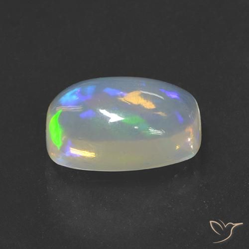 Ópalo Multicolor natural de 3.39 ct, Forma Cojín, Transparente
