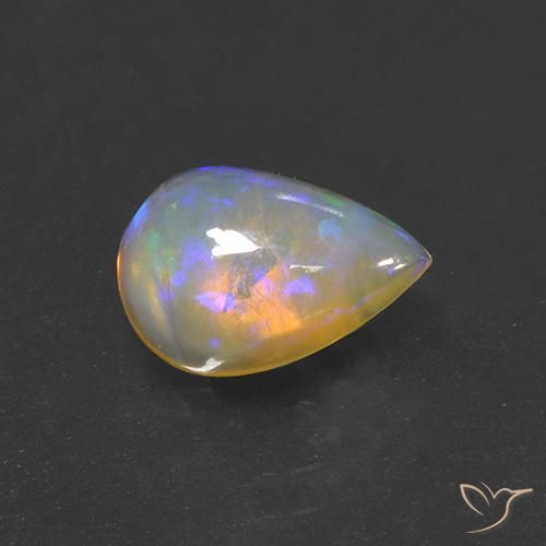 Ópalo Multicolor natural de 1.36 ct, En forma de pera, Transparente