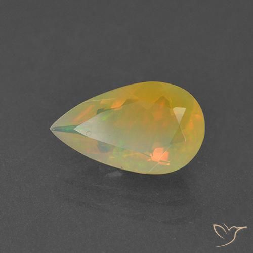 Ópalo Multicolor natural de 1.29 ct, En forma de pera, Transparente