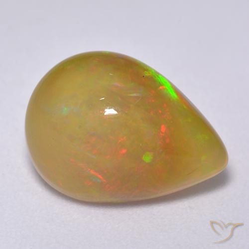 Ópalo Multicolor natural de 3.78 ct, En forma de pera, Translúcido