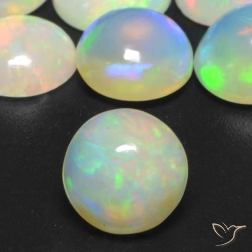 Ópalo Multicolor natural de 0.71 ct, Redondo, Transparente