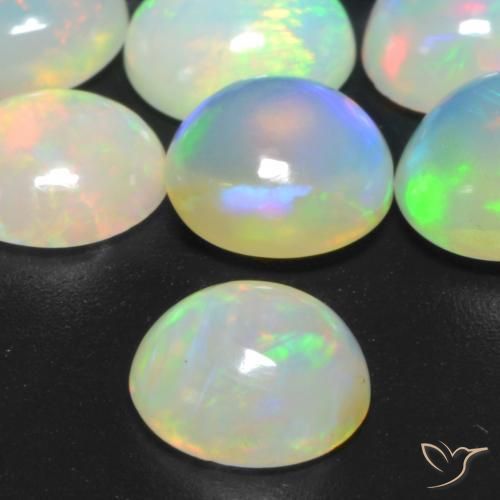 Ópalo Multicolor natural de 0.71 ct, Redondo, Transparente