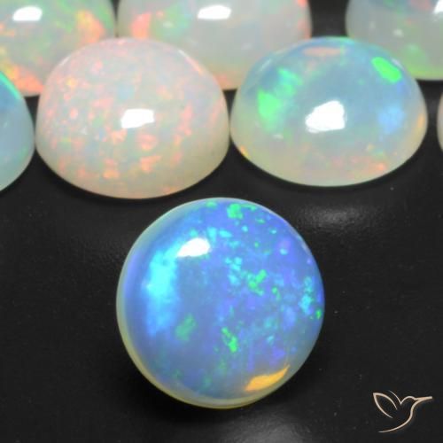 Ópalo Multicolor natural de 0.81 ct, Redondo, Transparente