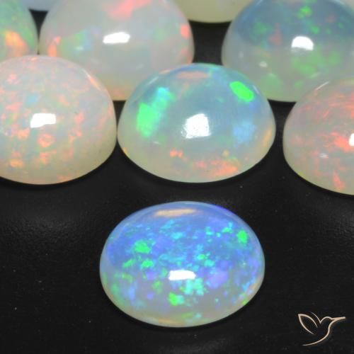 Ópalo Multicolor natural de 0.81 ct, Redondo, Transparente