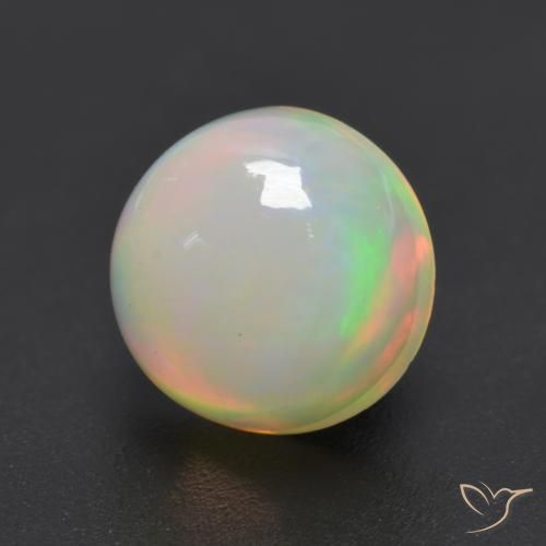 Ópalo Multicolor natural de 1.15 ct, Redondo, Transparente