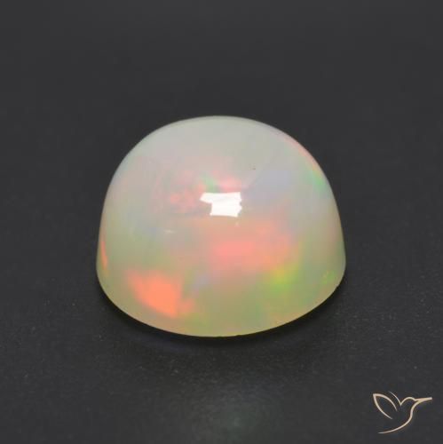 Ópalo Multicolor natural de 1.15 ct, Redondo, Transparente