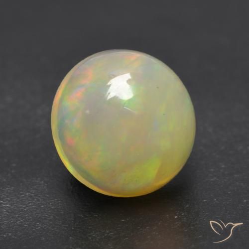 Ópalo Multicolor natural de 0.94 ct, Redondo, Transparente