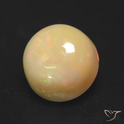 Ópalo Multicolor natural de 0.89 ct, Redondo, Translúcido