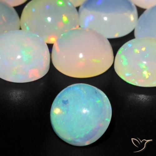 Ópalo Multicolor natural de 0.87 ct, Redondo, Transparente