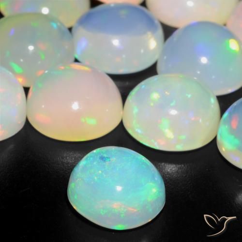 Ópalo Multicolor natural de 0.87 ct, Redondo, Transparente