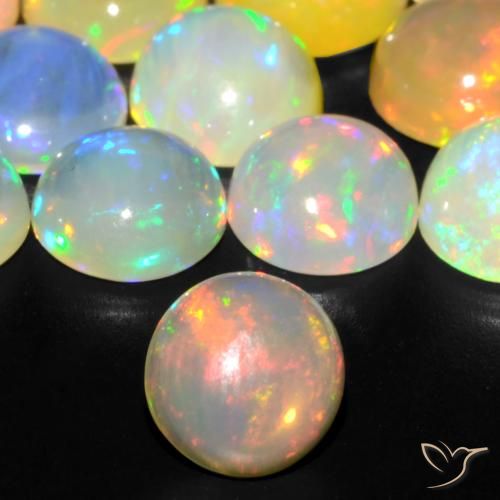 0.86ct Natural Multicolor Ópalo, Redondo, Transparente