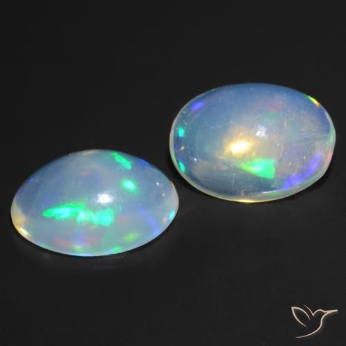 Gemas de Ópalo Multicolor natural de 0.94 ct, Ovalada, Transparente