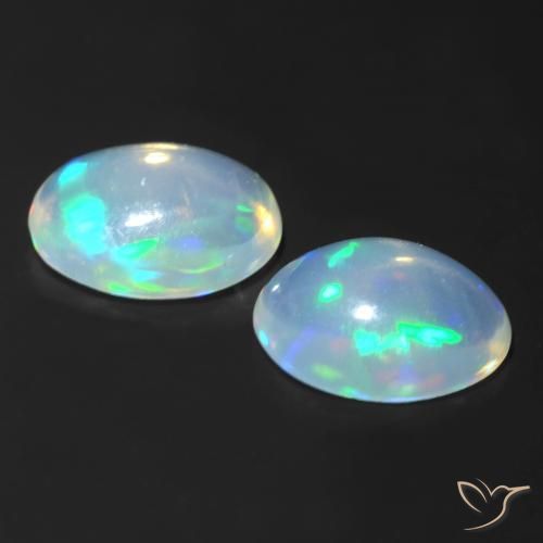 Gemas de Ópalo Multicolor natural de 0.94 ct, Ovalada, Transparente