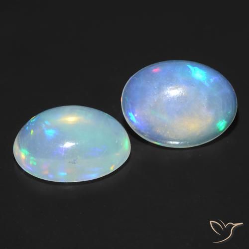 Gemas de Ópalo Multicolor natural de 1.37 ct, Ovalada, Transparente