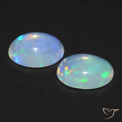 Gemas de Ópalo Multicolor natural de 1.37 ct, Ovalada, Transparente