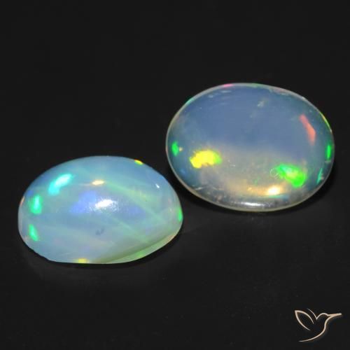 Gemas de Ópalo Multicolor natural de 1.58 ct, Ovalada, Transparente