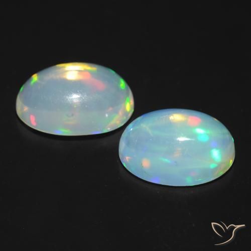 Gemas de Ópalo Multicolor natural de 1.58 ct, Ovalada, Transparente