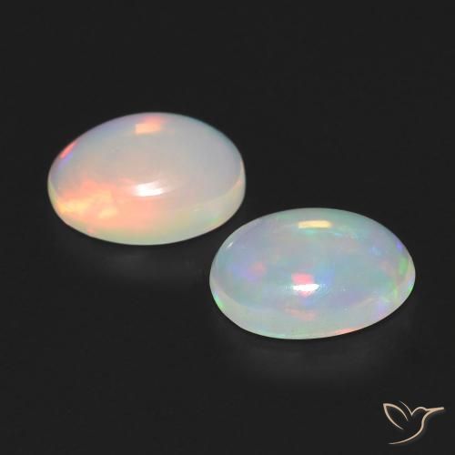 Gemas de Ópalo Multicolor natural de 0.94 ct, Ovalada, Transparente
