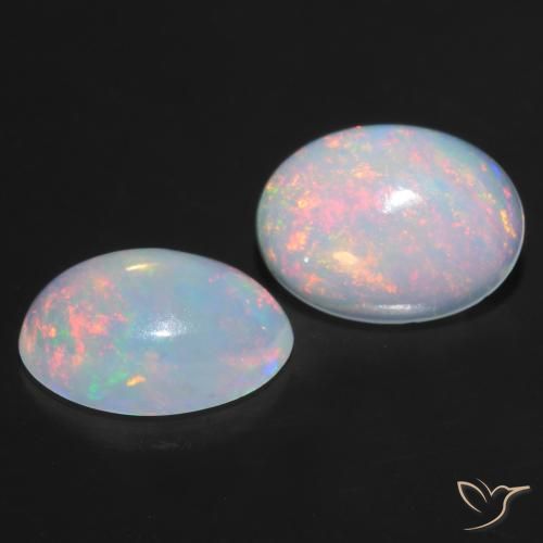 Gemas de Ópalo Multicolor natural de 0.81 ct, Ovalada, Transparente