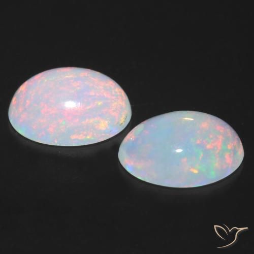 Gemas de Ópalo Multicolor natural de 0.81 ct, Ovalada, Transparente