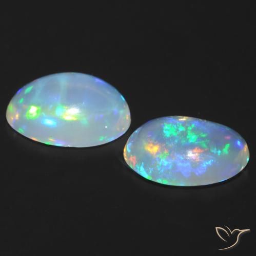 Gemas de Ópalo Multicolor natural de 0.94 ct, Ovalada, Transparente