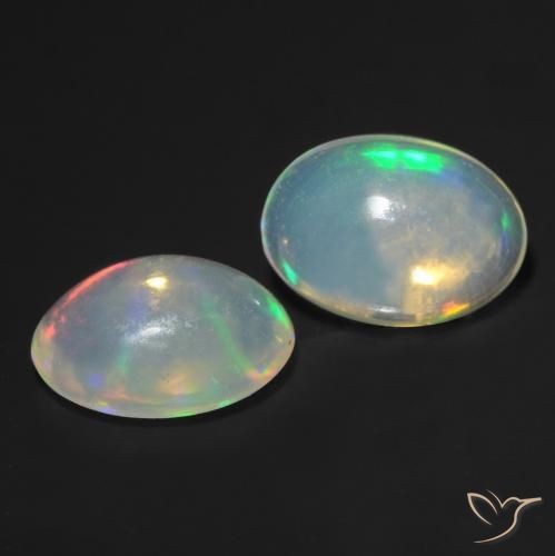 Gemas de Ópalo Multicolor natural de 0.89 ct, Ovalada, Transparente