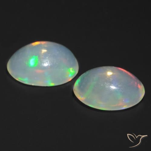 Gemas de Ópalo Multicolor natural de 0.89 ct, Ovalada, Transparente